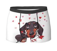 Boxer pour Homme, Motif Teckel, Chiot, Animal, Amour, flèche, sous-vêtement Confortable, Doux et Extensible