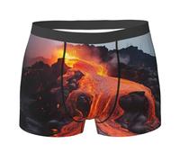 Boxer pour Homme Red Hot Lava from Kilauea Volcano Boxeur Extensible Élégant Caleçon pour Hommes Doux Caleçon Boxeur pour Petit Ami Anniversaire Élastique