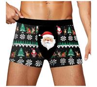 Boxer pour homme - Respirant - Élégant - Confortable - Taille élastique - Style rétro - Coupe idéale - Sous-vêtements pour homme - Impression de Noël amusante, h, XXL
