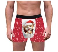 Boxer pour homme - Rouge - Sous-vêtements respirants - Confortable - Rétro - Élégant - Sous-vêtements de Noël avec imprimé de dessin animé - Ajustement idéal pour le sport et la vie quotidienne, d, S