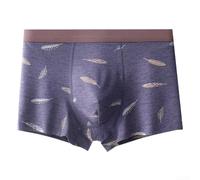 Boxer pour homme sans couture respirant avec imprimé plumes, fin et confortable, pour toutes les saisons, taille moyenne (3XL, violet foncé)