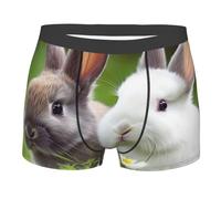 Boxer pour Homme Two Little Cute Rabbits Boxer Homme Doux Caleçon Boxeur Durabilité sous-Vêtement pour Adaptés À Toutes Occasions Élastique Petit Ami