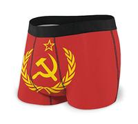 Boxer pour homme Union soviétique CCCP USSR Emblème Rouge Sous-vêtement stretch avec pochette, Noir , L
