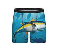 Boxer rafraîchissant pour homme - Thon jaune - Thon - Poisson à nageoires rapides - Sous-vêtement de sport extensible pour homme, petit ami, papa, Noir , M