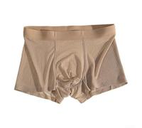 Boxer respirant en soie glacée pour homme avec pochette, taille élastique conçue pour un ajustement confortable et une absorption de la transpiration (taille XL, jaune)