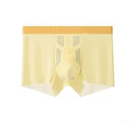 Boxer respirant en soie glacée sans couture pour homme avec poche bombée - Taille mi-haute - Sensation lisse - Pour un style de vie actif (3XL, jaune)