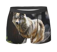 Boxer respirant pour homme - Boxer confortable et doux - Motif loup sauvage, Noir , M