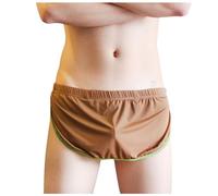 Boxer respirant pour homme - Tendance - Sans couture - Deux pièces - Pantalon d'intérieur avec intégré décontracté pour un confort tout au long de la journée, café, L