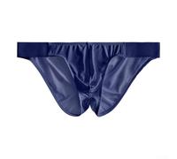 Boxer respirant taille basse en soie glacée pour homme avec tissu en maille et élasticité moyenne, sous-vêtements de couleur unie pour un sommeil confortable et une utilisation à la maison (taille 2XL