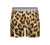 Boxer rétro imprimé léopard pour homme - Respirant - Extensible - Peau de girafe - Sous-vêtements confortables, gris, XL