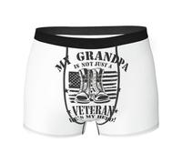 Boxer rétro « My Grandpa Is Not Just a Veteran, He's My Hero » pour garçons et hommes, sous-vêtements ultra doux et respirants Style997, Blanc 0., M
