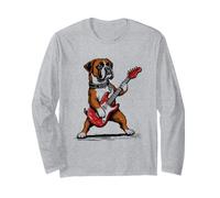 Boxer Rock Style Funny Dog Jouant de la Guitare Boxer Rocker Manche Longue