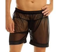 Boxer sexy en maille pour homme - Transparent - Effet jambes longues - Sous-vêtements - Short en maille - Sous-vêtements - Sous-vêtements de nuit - Clubwear, Noir , 5XL