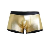 Boxer Sexy Homme à Huile, sous-Vêtements Homme Taille Basse Brillant Élastiques Couleur Unie Calecon Simili Cuir Respirants Doux Skinny Push Up Culotte Confortables ScèNe Fitness FêTe