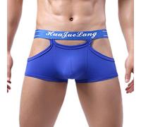 Boxer sexy pour homme - Sous-vêtements creux rétro avec taille élastique - Sous-vêtements ultra légers - Culotte moulante - Taille basse - Sous-vêtements érotiques amusants pour homme, BU1, L