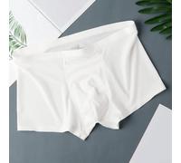 Boxer simple mais confortable en soie glacée pour homme, parfait pour dormir ou se détendre (L Blanc)
