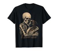 Boxer, Squelette de Chien, câlinant, Gothique, pour Amoureux des Animaux T-Shirt Graphique avec Valeur, Homme, Noir, M