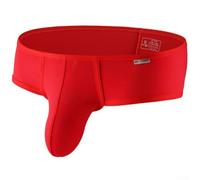 Boxer taille basse respirant en soie glacée pour homme avec pochette pour un style de vie actif (taille L, rouge)