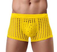 Boxer Transparent Homme en Maille, Calecon Sexy Homme Taille Basse Coupe Ample Respirants Couleur Unie sans Etiquette Elastique sous-Vêtement Masculin éRotique RéSille Sports Loisirs
