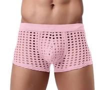 Boxer Transparent Homme en Maille, Calecon Sexy Homme Taille Basse Coupe Ample Respirants Couleur Unie sans Etiquette Elastique sous-Vêtement Masculin éRotique RéSille Sports Loisirs