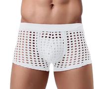 Boxer Transparent Homme en Maille, Calecon Sexy Homme Taille Basse Coupe Ample Respirants Couleur Unie sans Etiquette Elastique sous-Vêtement Masculin éRotique RéSille Sports Loisirs