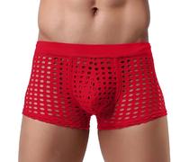 Boxer Transparent Homme en Maille, Calecon Sexy Homme Taille Basse Coupe Ample Respirants Couleur Unie sans Etiquette Elastique sous-Vêtement Masculin éRotique RéSille Sports Loisirs