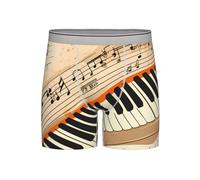 Boxer vintage pour homme avec clavier de piano à jambes longues, respirant, extensible, note de musique rétro, caleçons boxeurs confortables pour hommes, gris, XXL