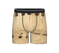Boxer vintage pour homme avec motif notes de musique - Respirant et extensible - Caleçon boxeur pour clavier de piano - Sous-vêtements confortables, Noir , S