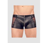 Boxer Wetlook Zip & Résille Noir