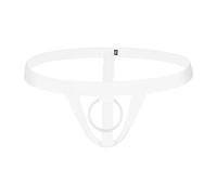 Boxers Bague en silicone souple et hautement élastique pour hommes avec taille basse Type Culotte Ensemble de culottes Pantalons à anneaux Sous-vêtements pour hommes Vêtements amusants, Blanc., L