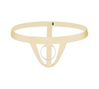 Boxers Bague en silicone souple et hautement élastique pour hommes avec taille basse Type Culotte Ensemble de culottes Pantalons à anneaux Sous-vêtements pour hommes Vêtements amusants, beige, M