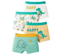 Boxers Coton Garçons Enfants Caleçon Lot de 4 Élastique Underwear Set Dinosaures Bateau à Vapeur Voiture Moto Hélicoptère Train Motif Boxer Doux Culotte Respirant sous-vêtements