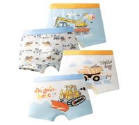 Boxers Coton Garçons Enfants Caleçon Lot de 4 Élastique Underwear Set Dinosaures Bateau à Vapeur Voiture Moto Hélicoptère Train Motif Boxer Doux Culotte Respirant sous-vêtements