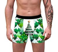 Boxers de Noël pour hommes Caleçons drôles Hommes Léger Confortable Caleçon de Noël Mode Tendance Impression Sous-vêtements de Noël Happy Shorts Cadeau pour Hommes Hiver, 01 vert., S