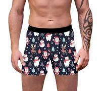 Boxers de Noël pour hommes Caleçons drôles Hommes Léger Confortable Caleçon de Noël Mode Tendance Impression Sous-vêtements de Noël Happy Shorts Cadeau pour Hommes Hiver, Marine, M