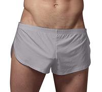 Boxers d'été pour homme - Sous-vêtements rétro - Sous-vêtements légers - Respirant - Pantalon de plage confortable - Slip de sport - Séchage rapide - Couleur unie - Slip décontracté, gris, L