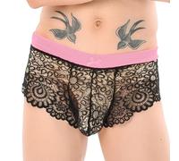 Boxers Homme- Ensemble Soutien-Gorge Et Culotte en Dentelle Sexy pour Homme avec NœUd Et Short De Pyjama FéMinin Casual
