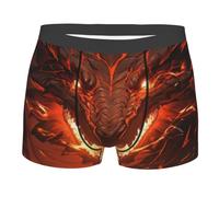 Boxers Homme Imprimé Dragon Noir De Feu Magma Boxers Extensible Ajustés Shorty sous Vetement pour Le Quotidien Hommes Sports D'Été S