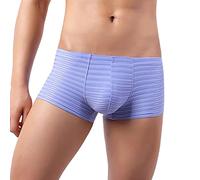 Boxers Hommes Avec Intervention Confortable Mode Hommes Sous-vêtements Mode Slip Tendance Taille Boxer Couleur Rayures Sous-Vêtements Hommes Bas Boxer Homme Ouvert, bleu ciel, M