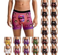 Boxers personnalisés pour homme avec photo de visage - Boxer amusant pour homme - Cadeaux personnalisés pour la Saint-Valentin, un anniversaire de mariage, un mariage - Cadeau pour lui, #006-, S