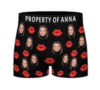 Boxers personnalisés pour hommes avec logo texte photo Caleçon personnalisée pour hommes Sous-vêtements Boxers Garçons Boxers Briefs Saint Valentin Noël Anniversaire Petit ami Cadeau Taille - L