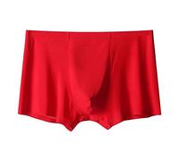 Boxers pour homme en coton - Sous-vêtements rétro - Sous-vêtements respirants - Sans étiquette qui gratte - Doux et confortable, rouge, L