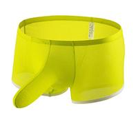 Boxers pour homme en tissu tricoté stretch sous-vêtements confortables shorts rétro légers minces caleçon uni doux et ajustement idéal pour le sport et la vie quotidienne Un cadeau pour mon ami, jaune