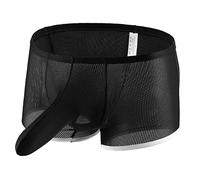 Boxers pour homme en tissu tricoté stretch sous-vêtements confortables shorts rétro légers minces caleçon uni doux et ajustement idéal pour le sport et la vie quotidienne Un cadeau pour mon ami, Noir