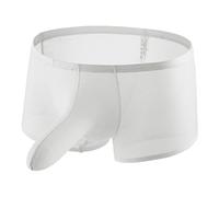 Boxers pour homme en tissu tricoté stretch sous-vêtements confortables shorts rétro légers minces caleçon uni doux et ajustement idéal pour le sport et la vie quotidienne Un cadeau pour mon ami, Blanc