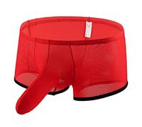 Boxers pour homme en tissu tricoté stretch sous-vêtements confortables shorts rétro légers minces caleçon uni doux et ajustement idéal pour le sport et la vie quotidienne Un cadeau pour mon ami, rouge