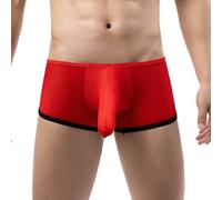 Boxers pour homme en tricot extensible Sous-vêtements confortables Short rétro léger fin Couleur unie Caleçon doux et idéal pour le sport et la vie quotidienne Un cadeau pour mon ami, rouge, M