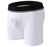 Boxers pour homme - Lingerie creuse - Sous-vêtement Cutton - Avec anneau de cockring - Culotte érotique ouverte sur le devant - Lingerie sexy - Avec anneau en silicone, Blanc., XL