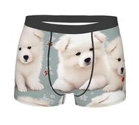 Boxers pour Hommes Ultra-Respirants, Motif Petits Chiens Blancs, en Coton Doux, sans étiquette.