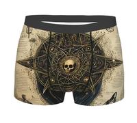 Boxers Trunks pour Homme Tarot Crâne D'Autel Mystique Wiccan en Or Ceinture Élastique Trunk Agréable Trunk Caleçons pour Salle De Sport Travail Liberté De Mouvement L